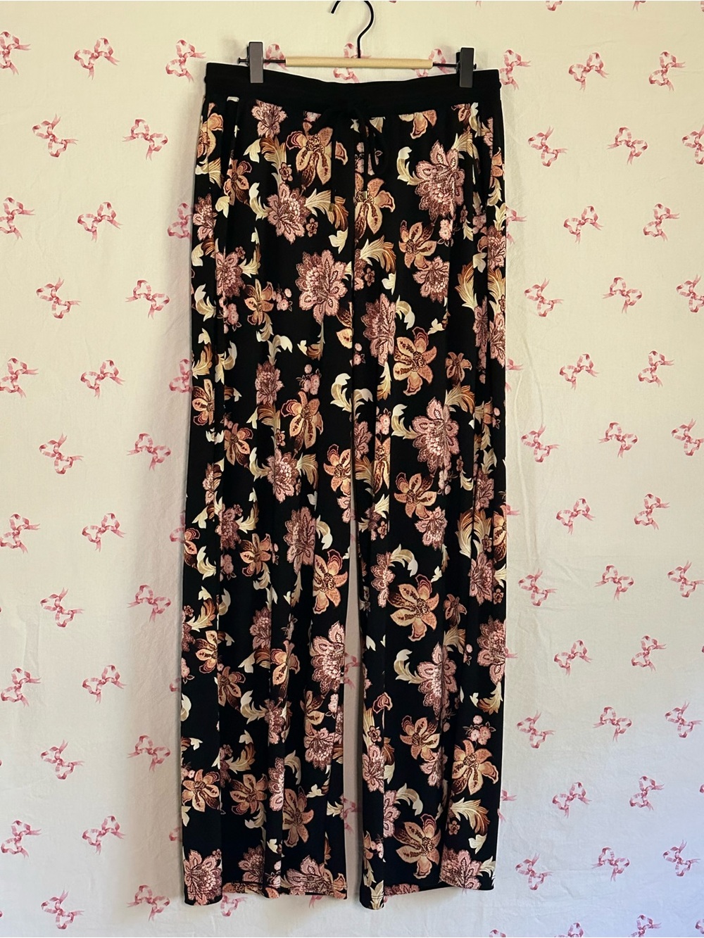 Ralph Lauren Black Wide-Leg Floral Pants